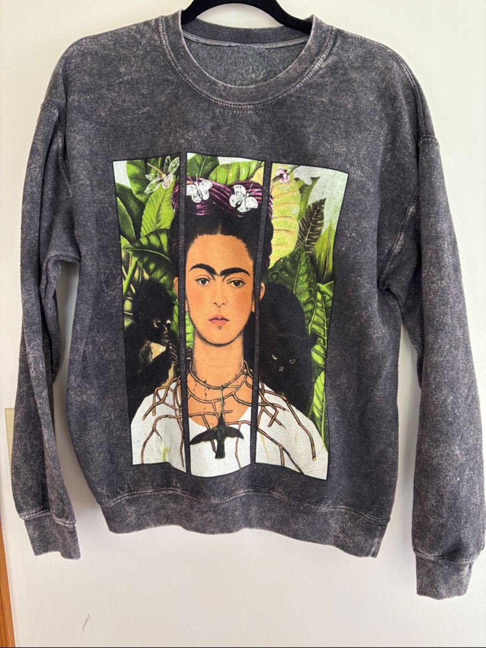 Frida Kahlo Graphic Pullover Sweatshirt - Black Mineral Wash